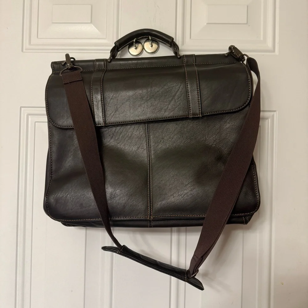 Wilson’s Leather Classic Brown Briefcase Laptop Messenger Bag - Picture 2 of 8